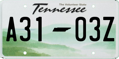 TN license plate A3103Z