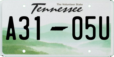 TN license plate A3105U