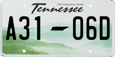 TN license plate A3106D