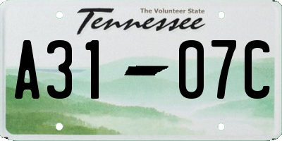TN license plate A3107C