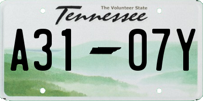 TN license plate A3107Y