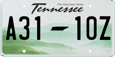 TN license plate A3110Z