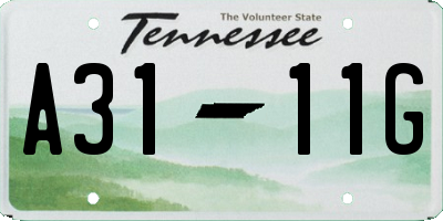 TN license plate A3111G