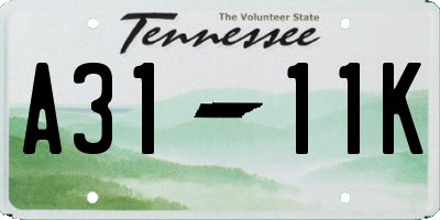 TN license plate A3111K