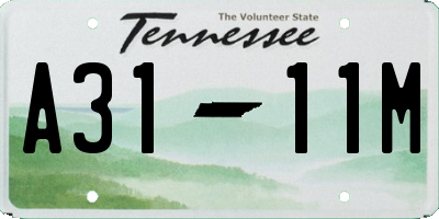 TN license plate A3111M