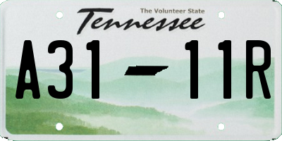 TN license plate A3111R