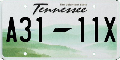 TN license plate A3111X