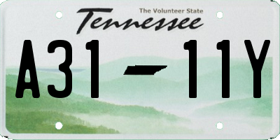 TN license plate A3111Y