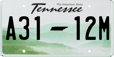 TN license plate A3112M