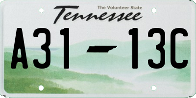 TN license plate A3113C