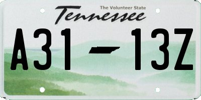 TN license plate A3113Z