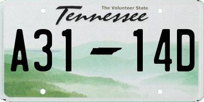 TN license plate A3114D