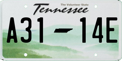 TN license plate A3114E