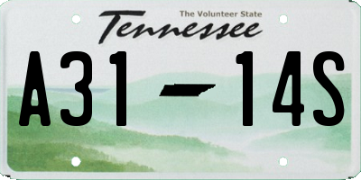 TN license plate A3114S