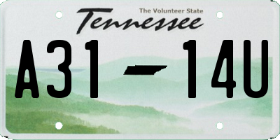 TN license plate A3114U