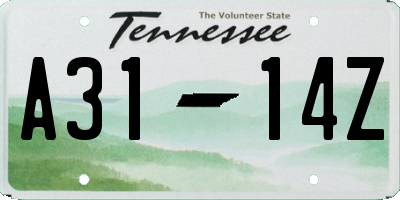 TN license plate A3114Z