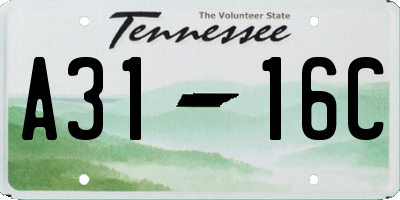 TN license plate A3116C