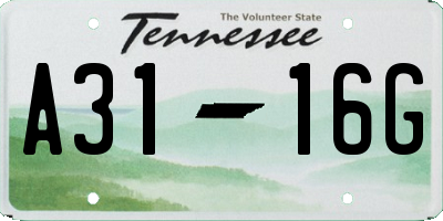 TN license plate A3116G