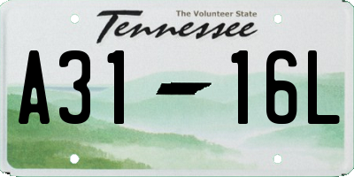 TN license plate A3116L