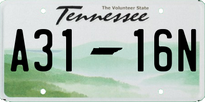 TN license plate A3116N