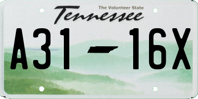 TN license plate A3116X