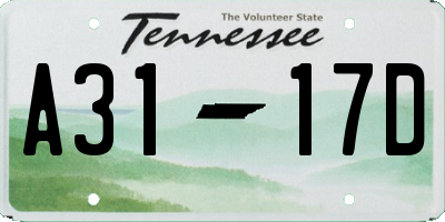 TN license plate A3117D