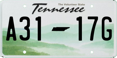 TN license plate A3117G
