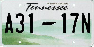 TN license plate A3117N