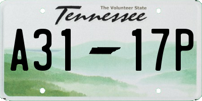 TN license plate A3117P