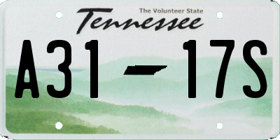 TN license plate A3117S