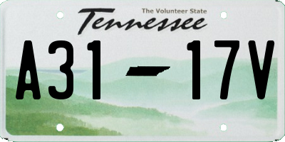 TN license plate A3117V