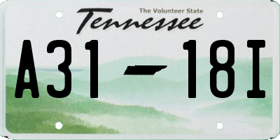 TN license plate A3118I