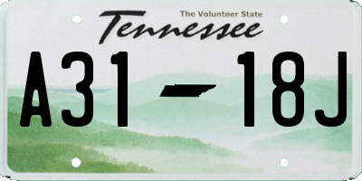 TN license plate A3118J