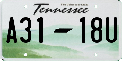 TN license plate A3118U