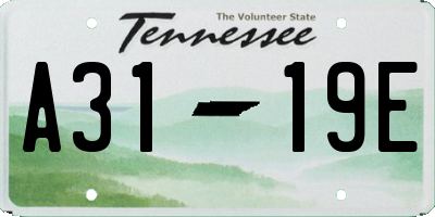 TN license plate A3119E