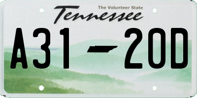 TN license plate A3120D