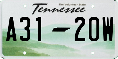 TN license plate A3120W