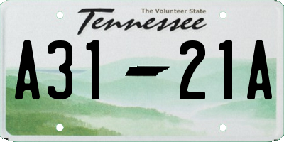 TN license plate A3121A
