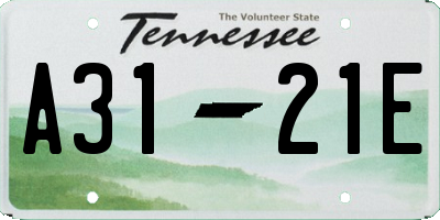TN license plate A3121E