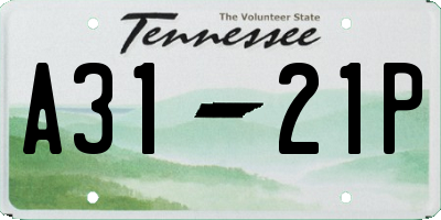 TN license plate A3121P