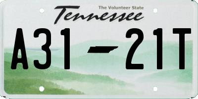 TN license plate A3121T