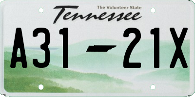 TN license plate A3121X