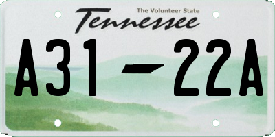 TN license plate A3122A