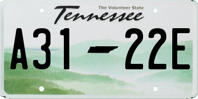 TN license plate A3122E