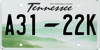 TN license plate A3122K
