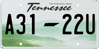 TN license plate A3122U
