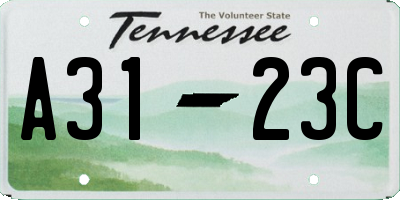 TN license plate A3123C