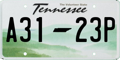 TN license plate A3123P
