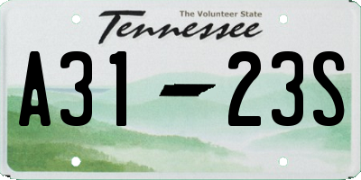 TN license plate A3123S