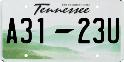 TN license plate A3123U